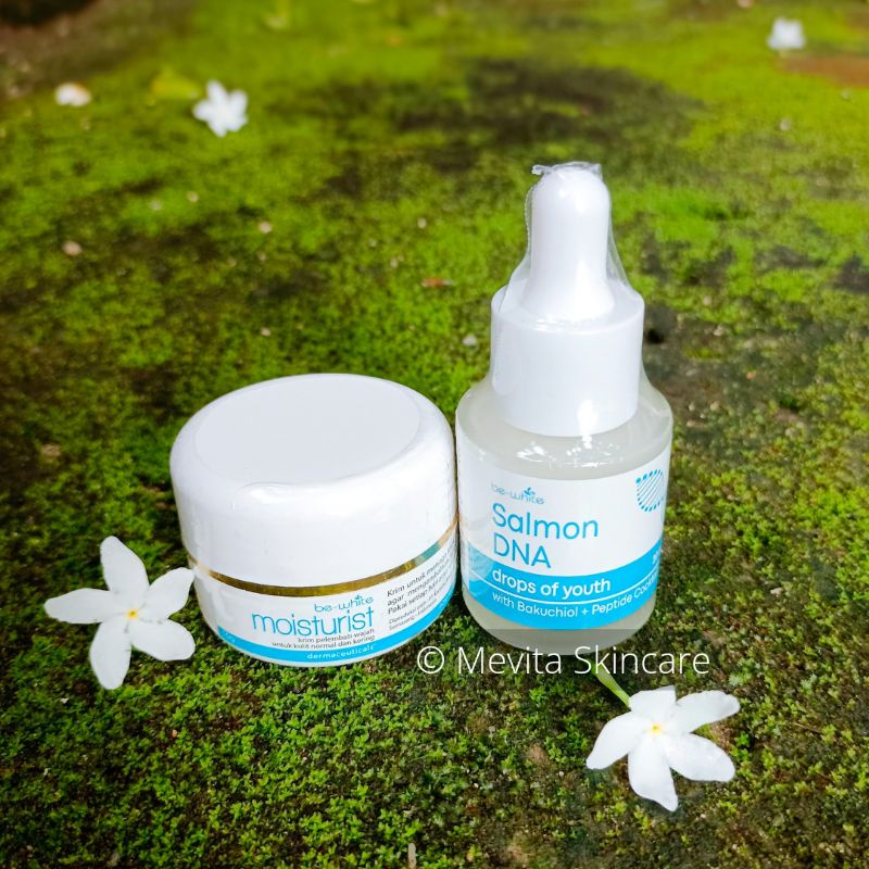 Be-White Paket Serum DNA Salmon + Moisturist Cream Pelembab Wajah