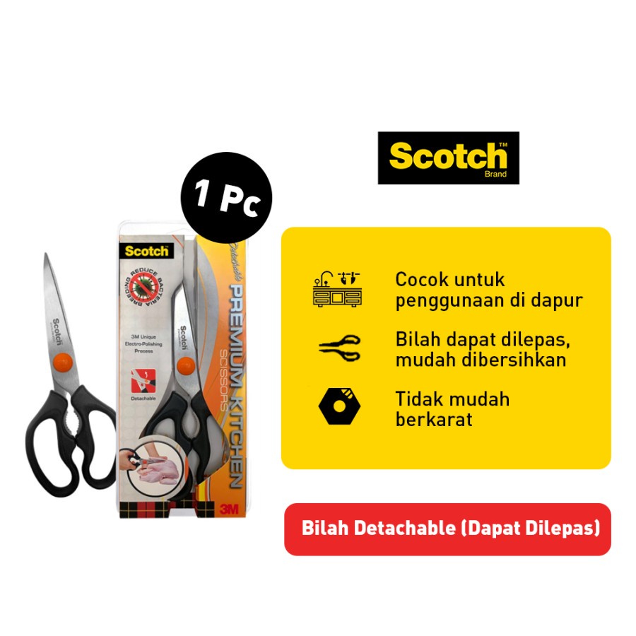 Scotch 3M Gunting Dapur Detachable Premium Kitchen Scissors KS-D