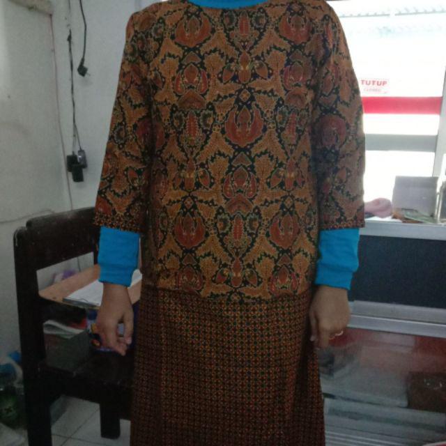 Gamis Batik Peplum Sogan
