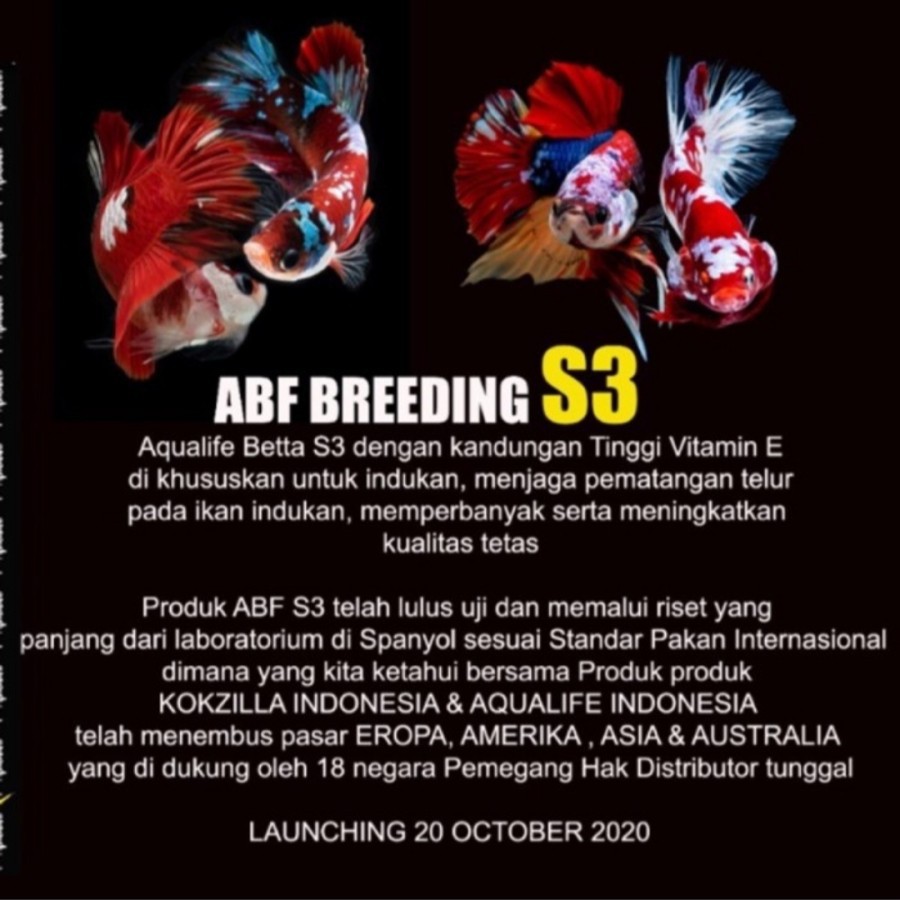 Pelet ABF Aqualife betta food S3 pelet breeding telur indukan cupang