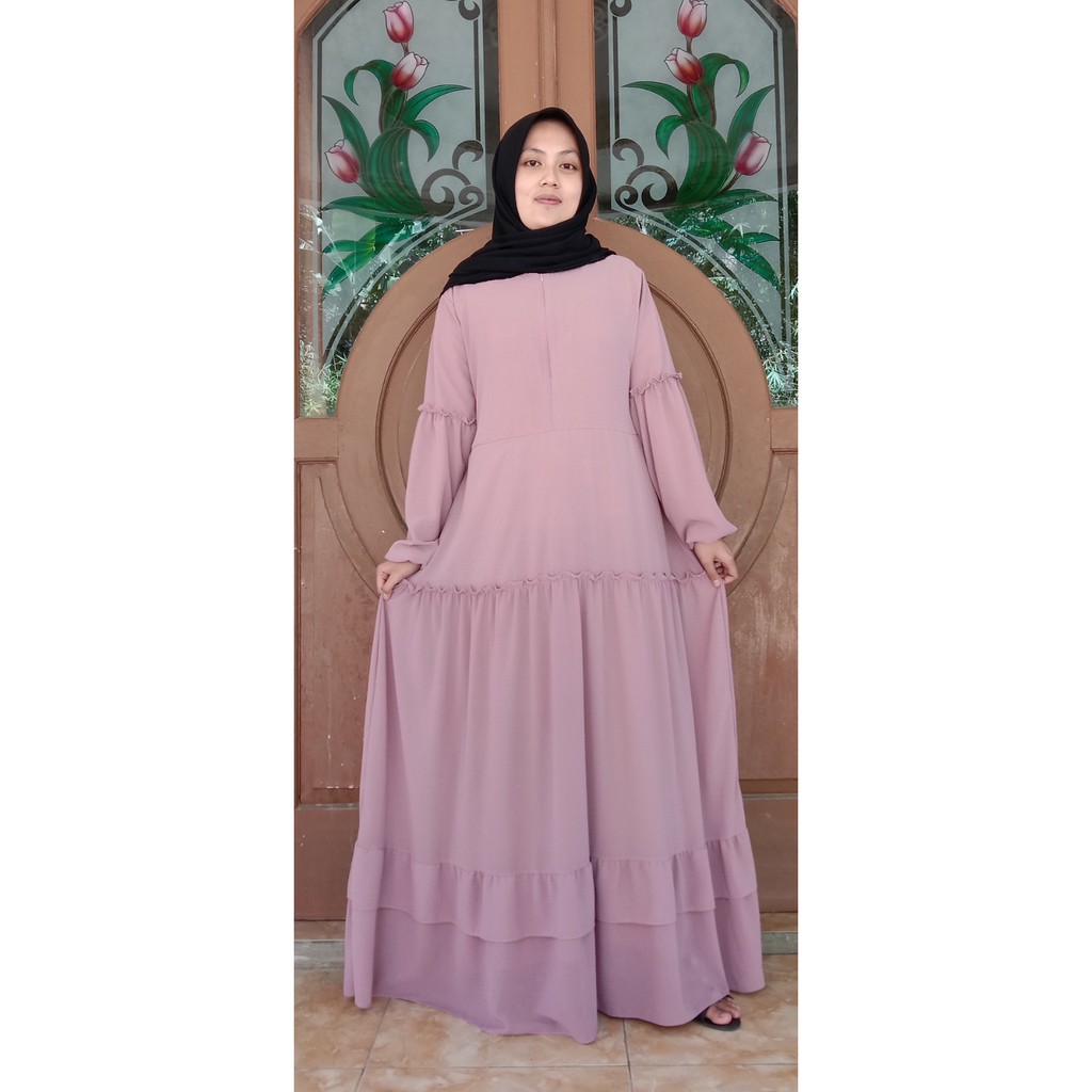 Dress Syar'i Tangan Balon umpak bawah keliling