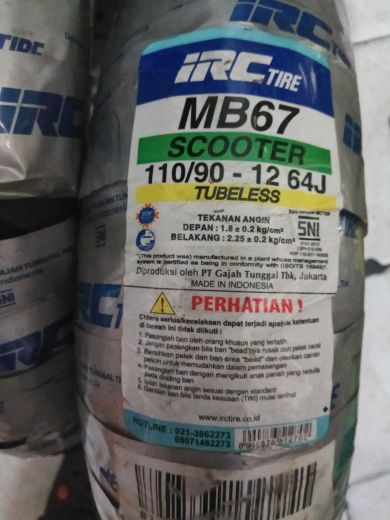 ban luar irc tubeless new scoopy Fi 110/90 - 12 belakang standar MB67