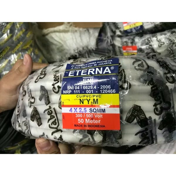 Kabel Listrik Kawat Putih NYM 4 x 2.5 4 x 2,5 4x2,5 4x2.5 Eterna (Meteran) Kabel NYM 4 x 2,5mm 4 x 2