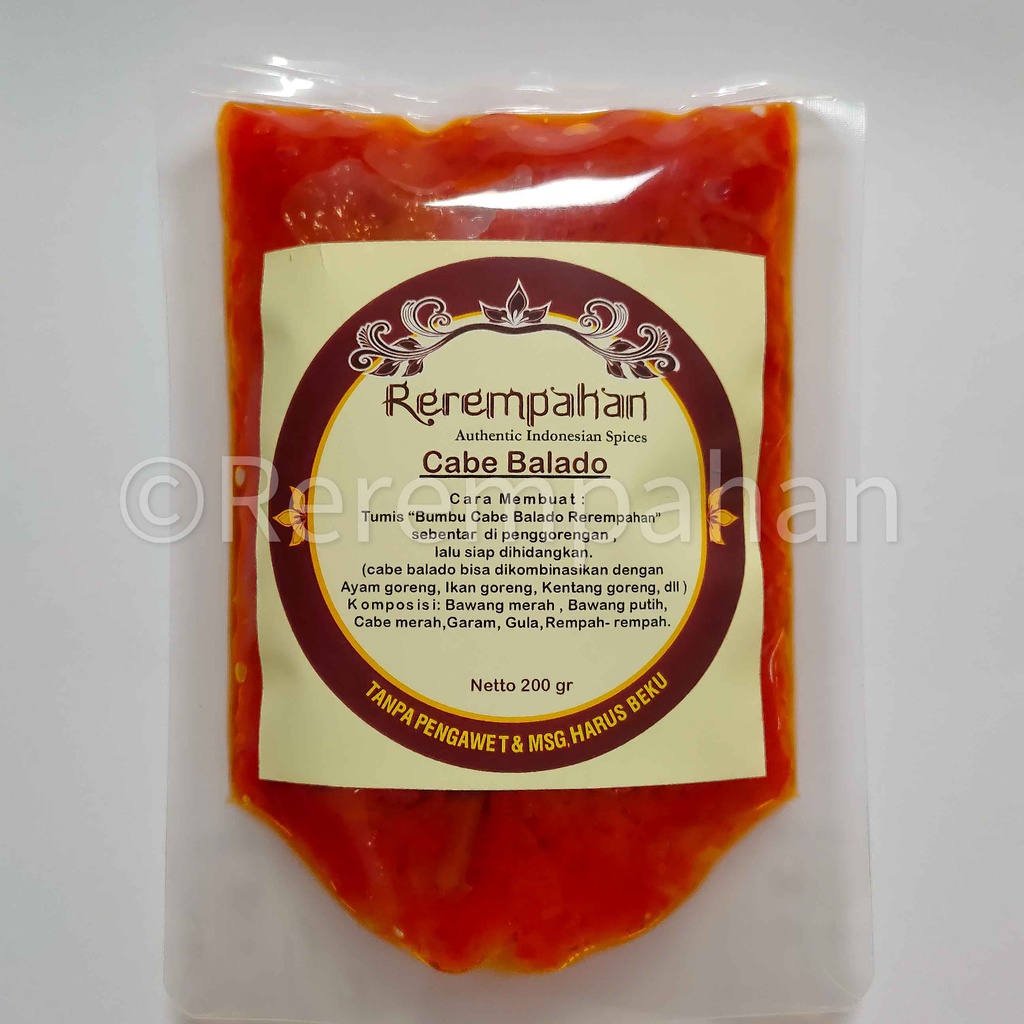 

Rerempahan CABE BALADO Bumbu Jadi Instan TANPA PENGAWET & MSG Siap Pakai