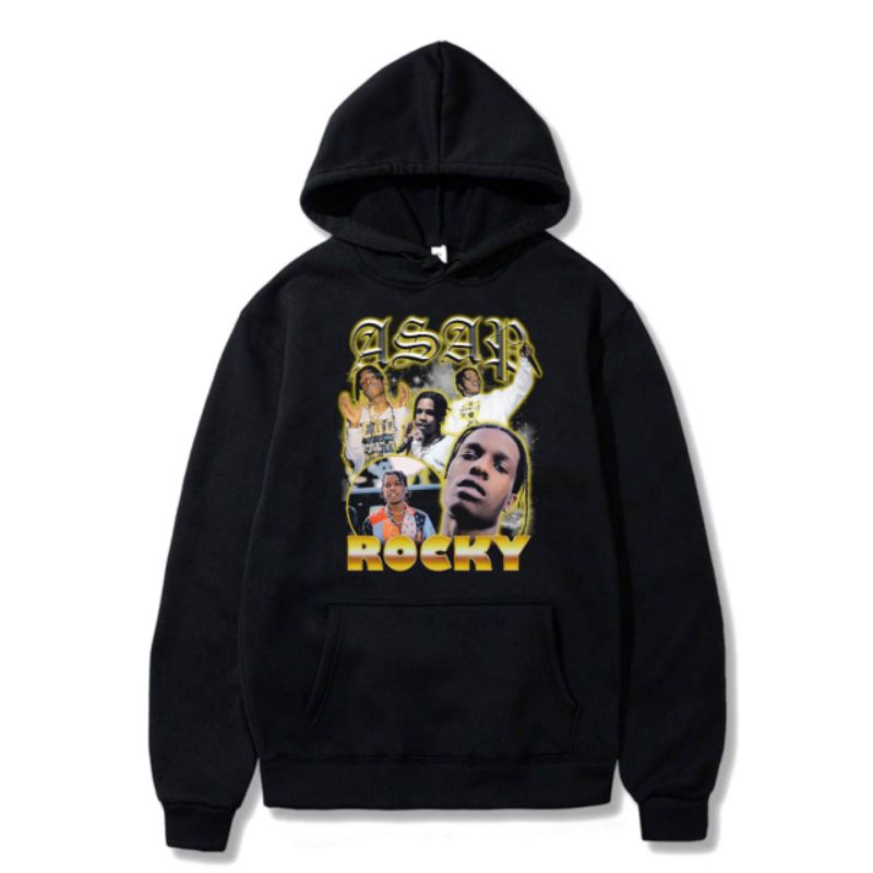 Jaket Hoodie ASAP ROCKY rap hiphop jacket non Zipper hitam pria wanita dewasa tee katun baby terry c