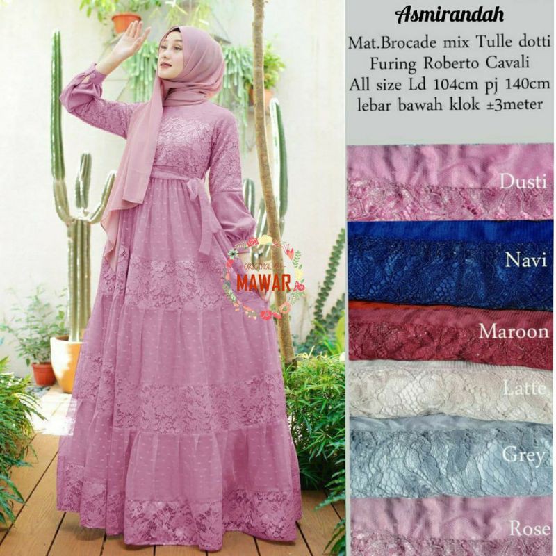 READY STOK SERAGAMAN ASMIRANDAH MAXY BROKAT DOTTY - LAMODE Farasya dress