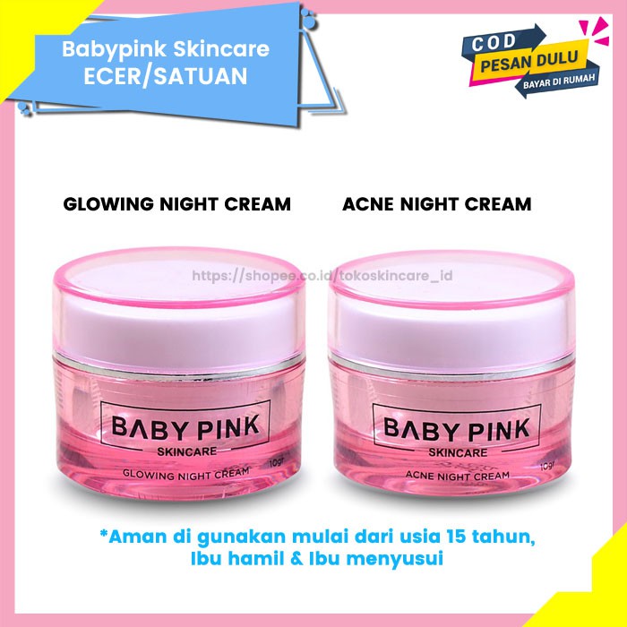 Babypink Glowing Night Cream &amp; Acne | Baby Pink Skincare Ecer Original Aman Resmi BPOM