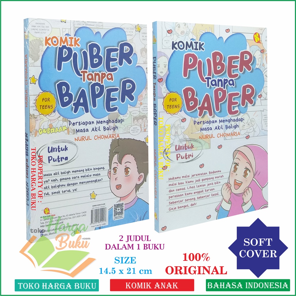 Foto Komik Puber Tanpa Baper 2 Judul dalam 1 Buku untuk Putra dan untuk Putri Penerbit Alkautsar Kids