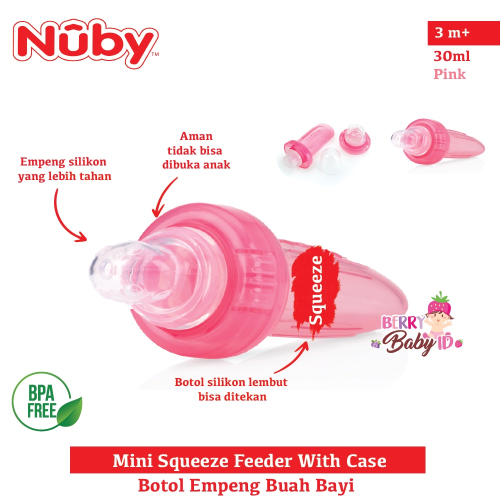 Nuby Mini Squeeze Feeder Baby Food Feeder Squeeze Silikon 3m+ Berry Mart