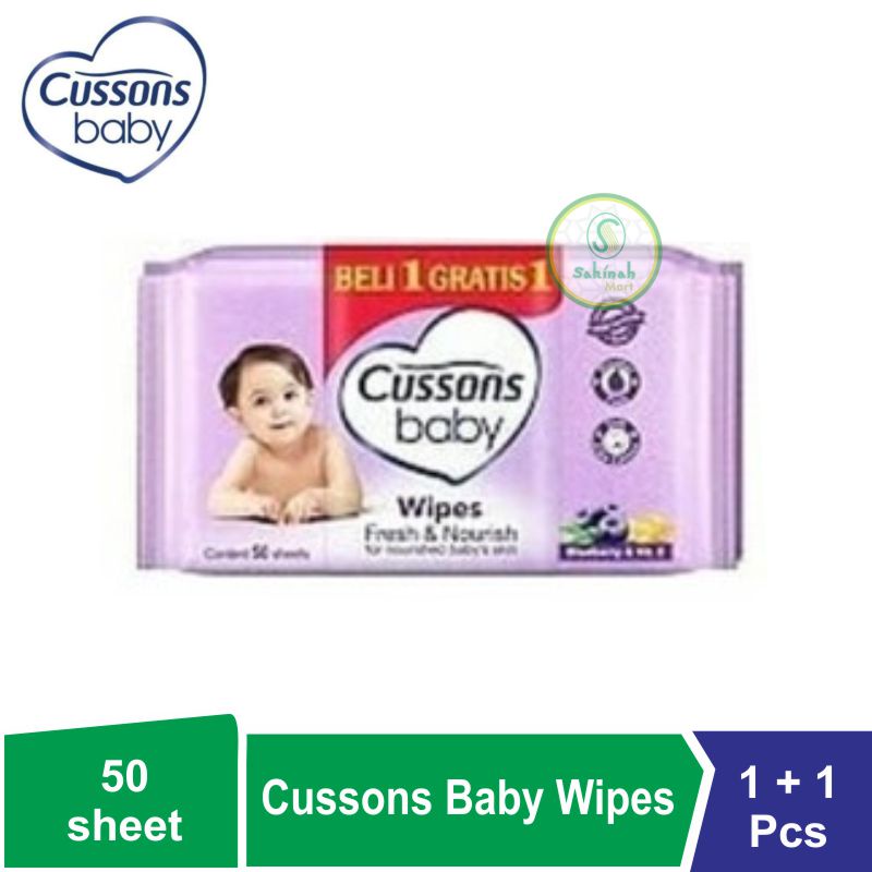 Cussons Baby Wipes Tisu Basah Bayi 50s+50s Beli 1 Gratis 1