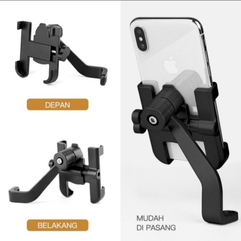 Phone Holder Motor Spion Bahan Besi Kuat Kokoh Holder HP Spion