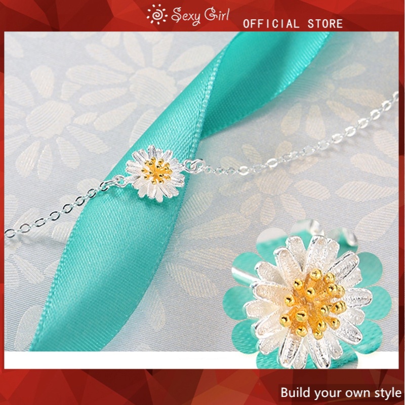 Kalung Gelang Rantai Klavikula Desain Bunga Matahari Daisy Chrysanthemum Untuk Wanita