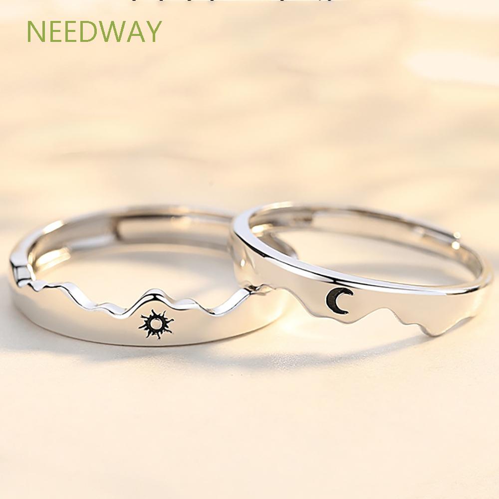 Needway  Adjustable Finger Ring Engagement Fashion Jewelry Couple Ring Wedding Moon Men Copper Woman Sun Open Ring