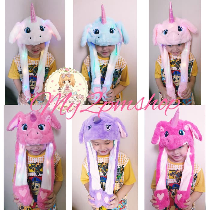 TOPI KOREA LED TIK TOK / BUNNY HAT / UNICORN HAT /KADO ANAK COWO CEWE - AA85