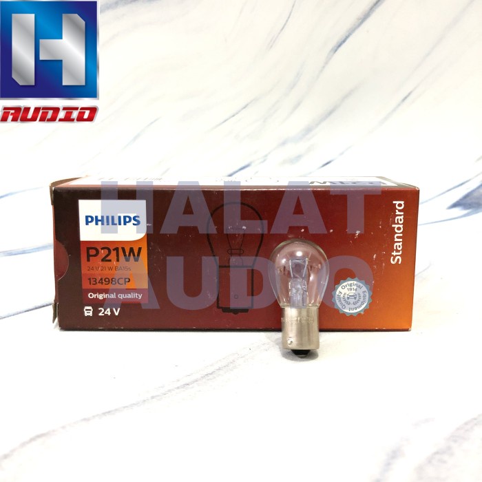 Bola Lampu Rem Mobil Truk / Truck Komersial Halogen Standard Philips P21W S25 24V 24 Volt (Putar Bul