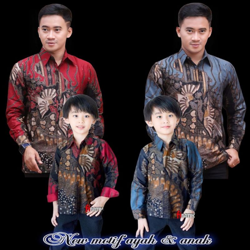 Batik couple ayah dan anak/KEMEJA BATIK COUPLE MOTIF MANUK TARUNG