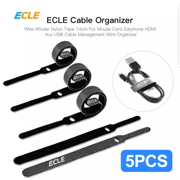 ECLE 5pcs 5 in 1 perekat perapih kabel pengikat organizer cable