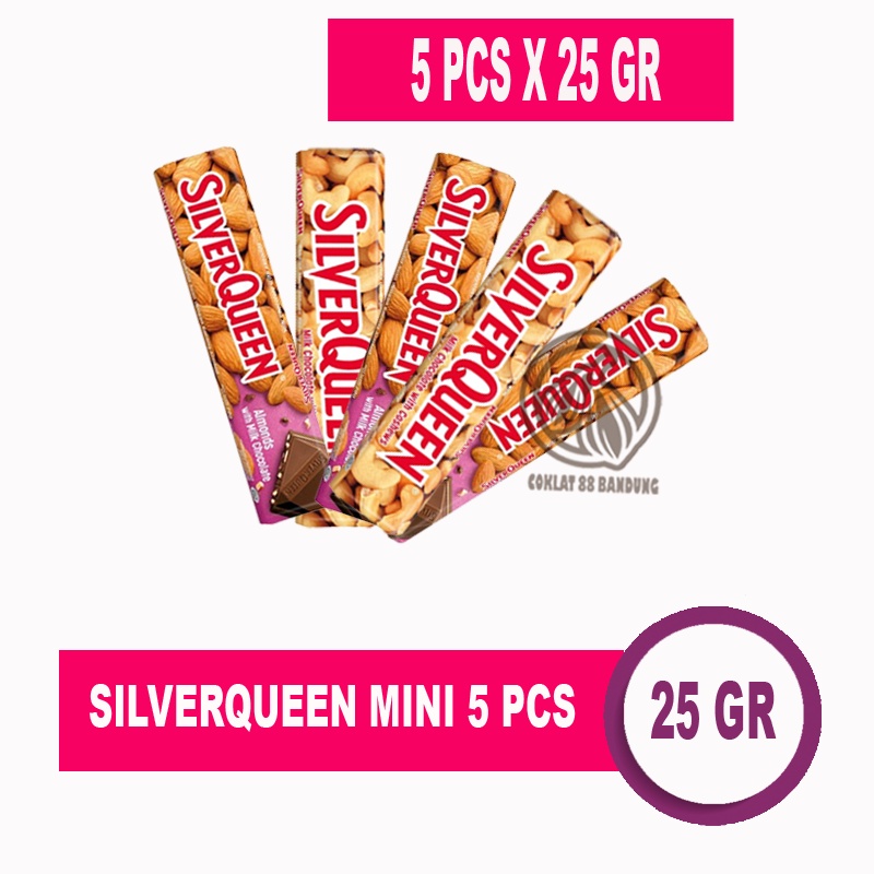 

waw SILVERQUEEN 25GR ISI 5 PCS, SILVERQUEEN CHUNKY BAR 30GR MEDE ALMOND, COKLAT SILVER QUEEN CHUNKY