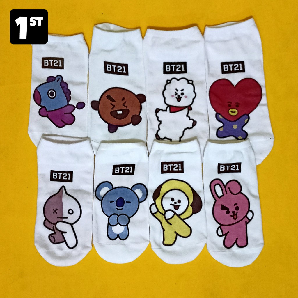 Kaos Kaki Pendek/BT21 Ankle Low socks motif BT21 KAOSKAKI BT21 MURAH KAOSKAKI BTS MALANG-2
