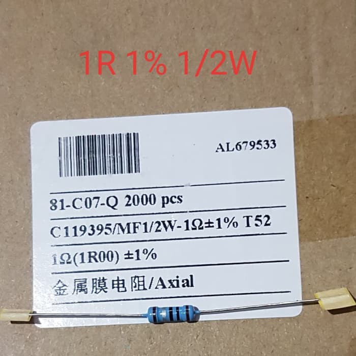 Resistor 1R 1% 1/2W MF Taiwan