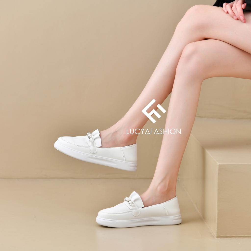 AGI21011 sepatu putih wanita murah sepatu sneakers wanita import sepatu slip on wanita cod jakarta