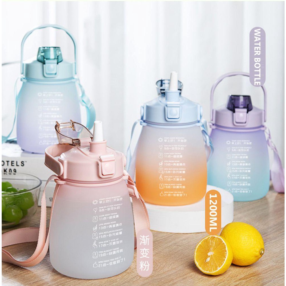 Populer Botol Air 1200ml Travel Portabel Kapasitas Besar Drink Jugs Gradient