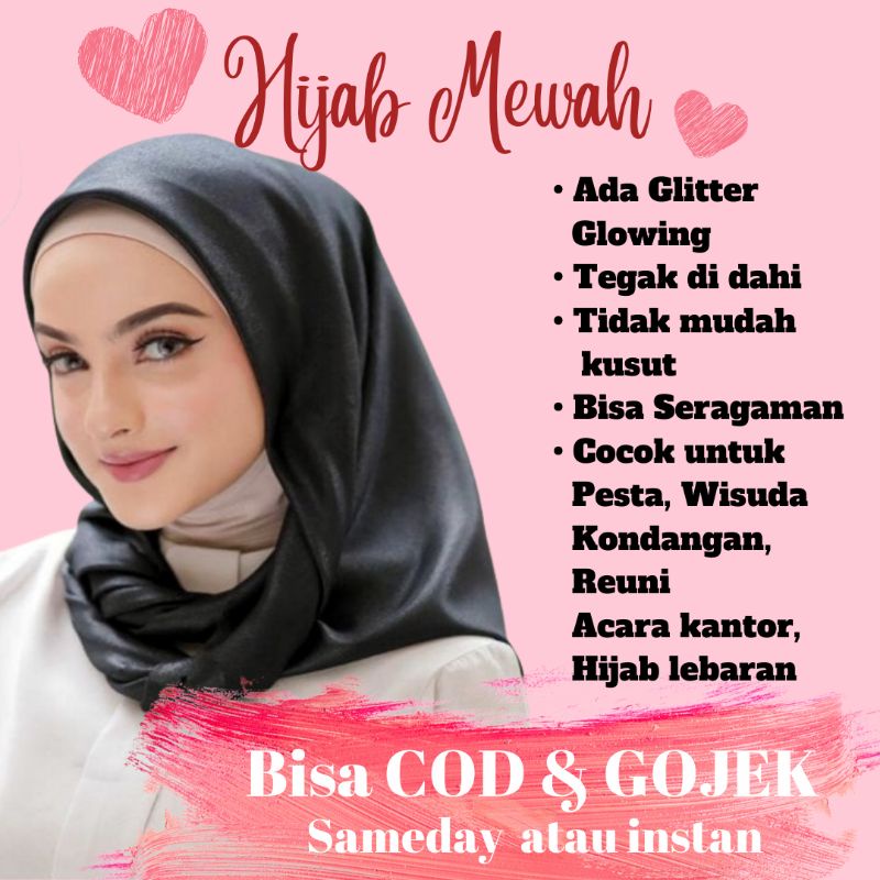 JILBAB GLOWING SEGIEMPAT LUXURY PLAIN UMAMA WISUDA SHINAR GLAMOUR NUR SINAR GLITTER