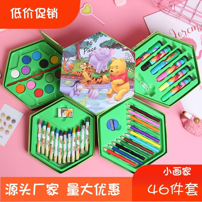 PAOPAO Crayon 1 Box Premium Set 46 pcs Mewarnai Pensil Warna Melukis