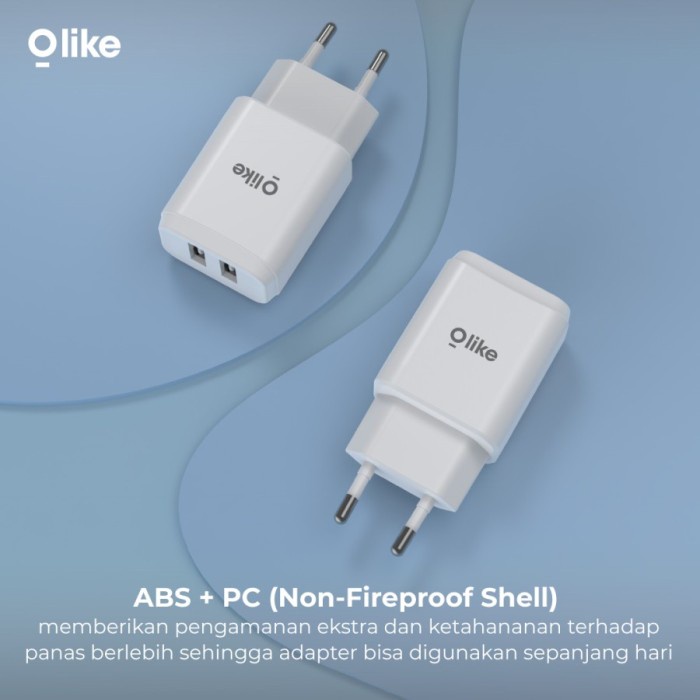 Adaptor Charger Olike C201 Dual Port Fast 2.4a Travel Size Free Kabel