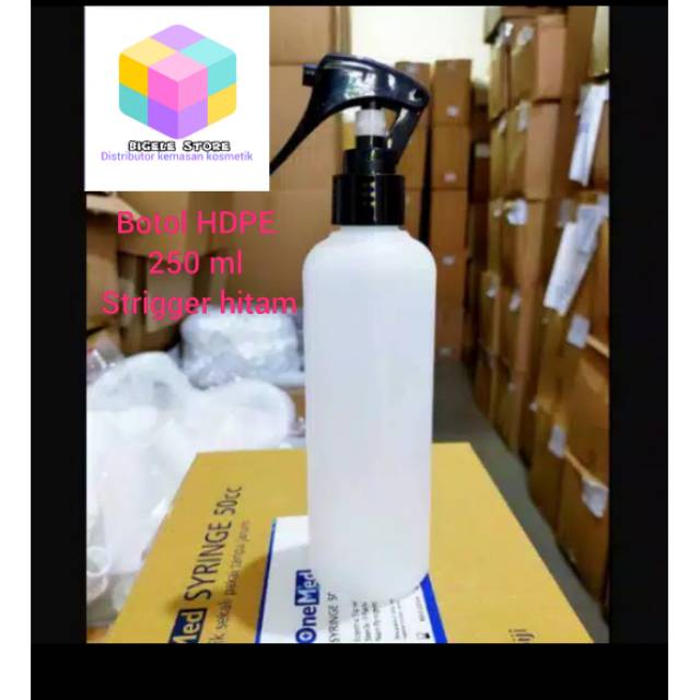 Botol 250 ml hdpe spray trigger hitam