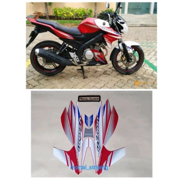 STIKER STRIPING LES LIS BODY MOTOR VIXION NVL TAHUN 2014 WARNA MERAH STANDAR