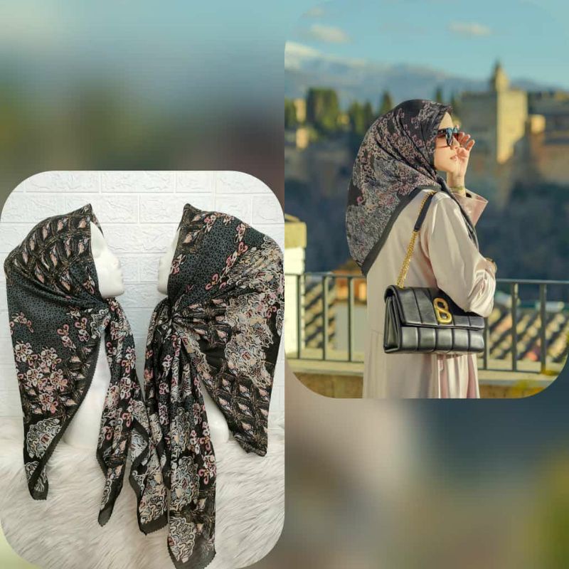 Hijab motif buttonscarves / hijab kw segiempat