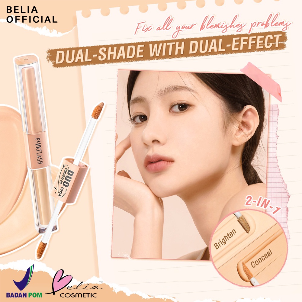 ❤ BELIA ❤ PINKFLASH Duo Cover Concealer PF-F18 | 2 in 1 Concealer | Dual Shade | Coverage | Pink Flash | BPOM