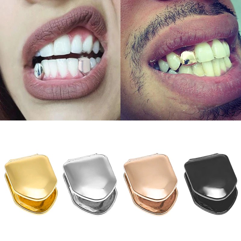 FREE ONGKIR | 14k berlapis emas Hip Hop Gigi Caps Grillz atau Bawah Grill Gigi Palsu Whitening Emas
