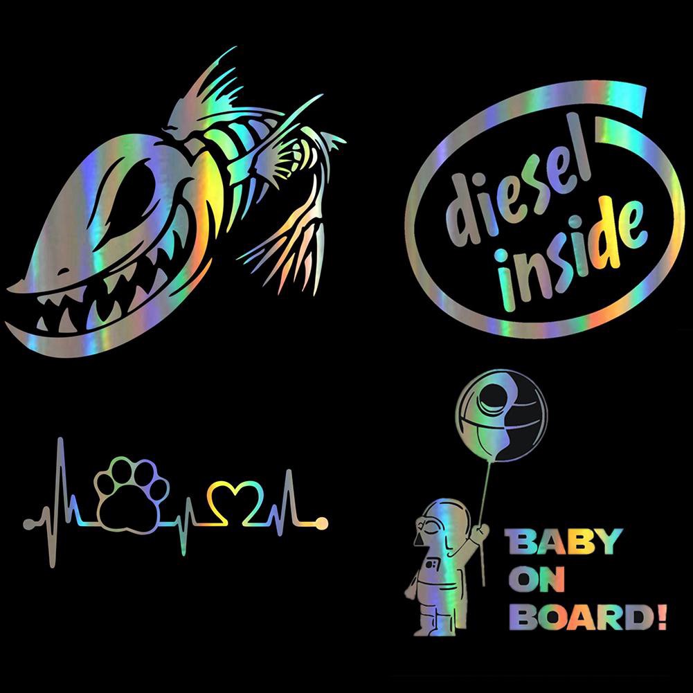 Wa Stiker Laser Multi Warna Motif Kartun Ikan Tapak Kaki Anjing