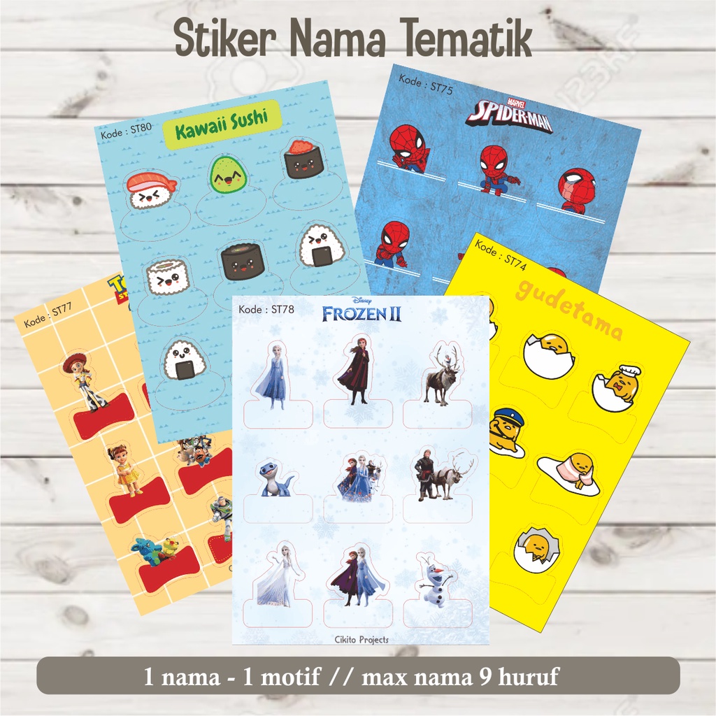 

LABEL NAMA STIKER TEMATIK Barebears, Frozen, Ufufy, Gudetama, Pig, Bare Bears , Pocoyo, Doraemon, Pentol, BT21, Indian , Kiko, Nussa & rara, Peppa pig