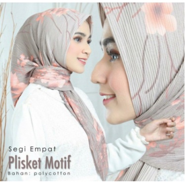 Hijab Segiempat Plisket Motif Random / Premium Segiempat Plisket Motif Printing / Kerudung