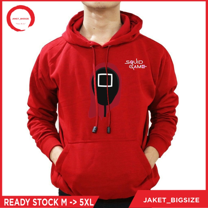 Jaket Hoodie Hodie Squid Game Merah jumbo bigsize pria wanita ukuran m l xl xxl xxxl xxxxl xxxxxl