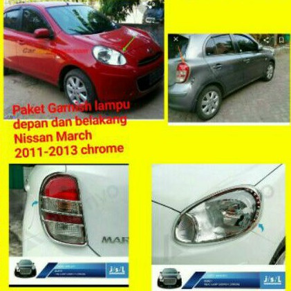 paket garnish lampu depan dan belakang Nissan March 2011-2013 chrome