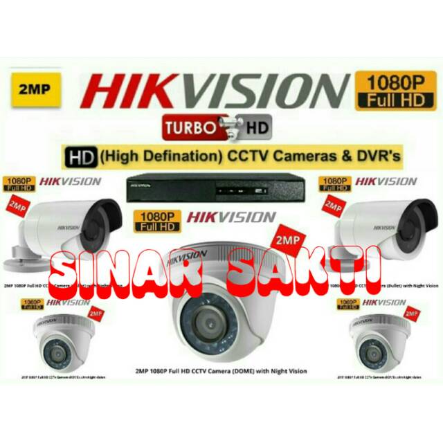 PROMO PAKET CAMERA CCTV HIKVISION DVR 8CH 5 CAMERA 2MP 1080P ( KOMPLIT SIAP PASANG )