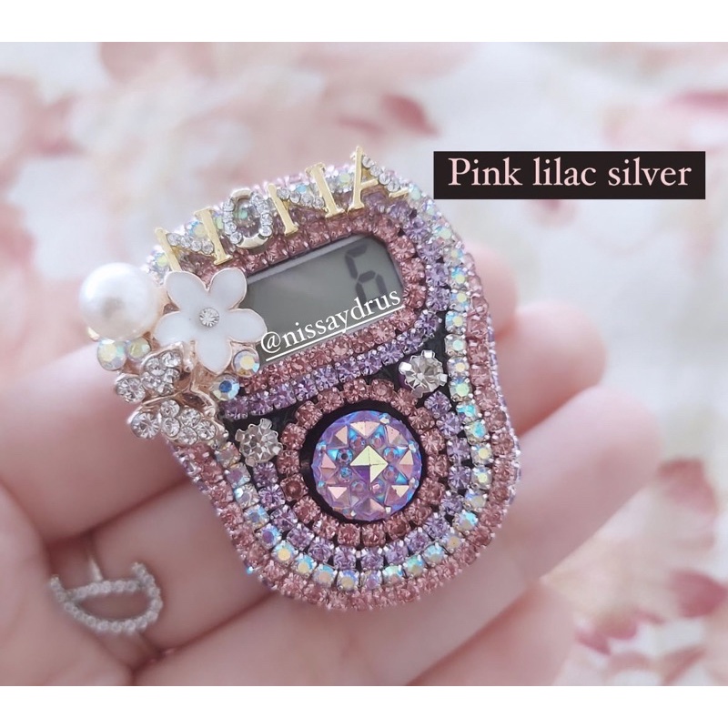 Nisa Aydrus - Pink Lilac Silver Tasbih Digital Swarovski Premium Best Seller TN16