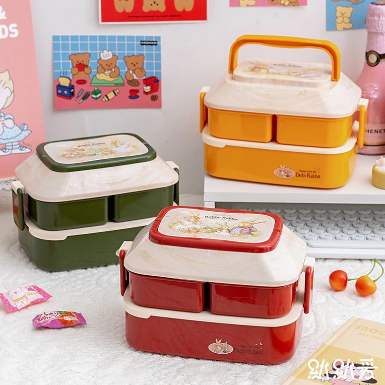 Kotak Makan 2 Layer Healthy Bento Lunch Box 850ml