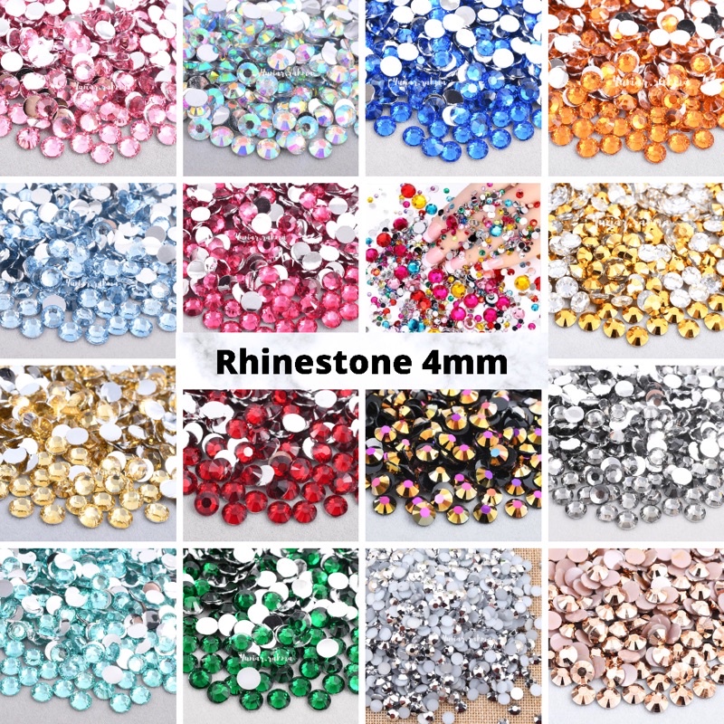 16 warna RHINESTONE 4MM, Gems henna nail art aksesoris henna tasbih digital