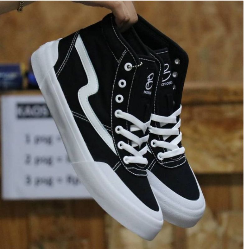 Sepatu Patrobas Ivan High Black White Original 100% Sepatu Kasual Pria