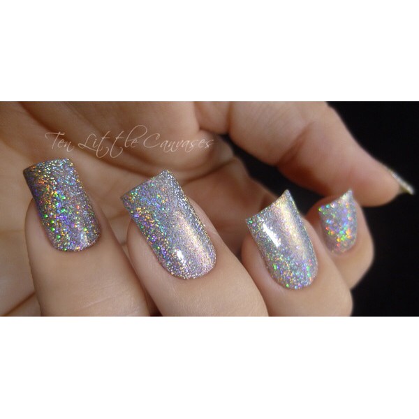 Silver glitter gliter silver hologram holo nail art / hiasan nailart