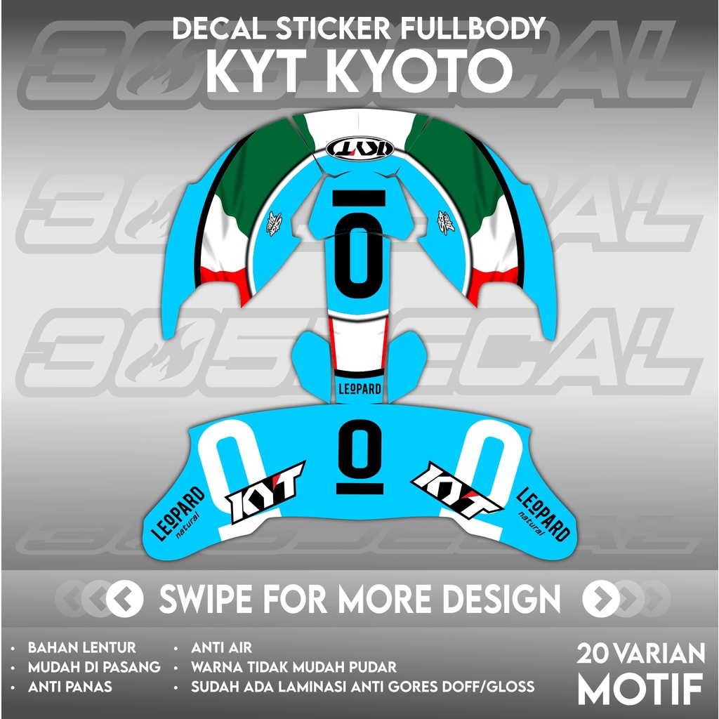 Sticker decal helm KYT Kyoto motif Leopard blue italy | decal helm | decal sticker