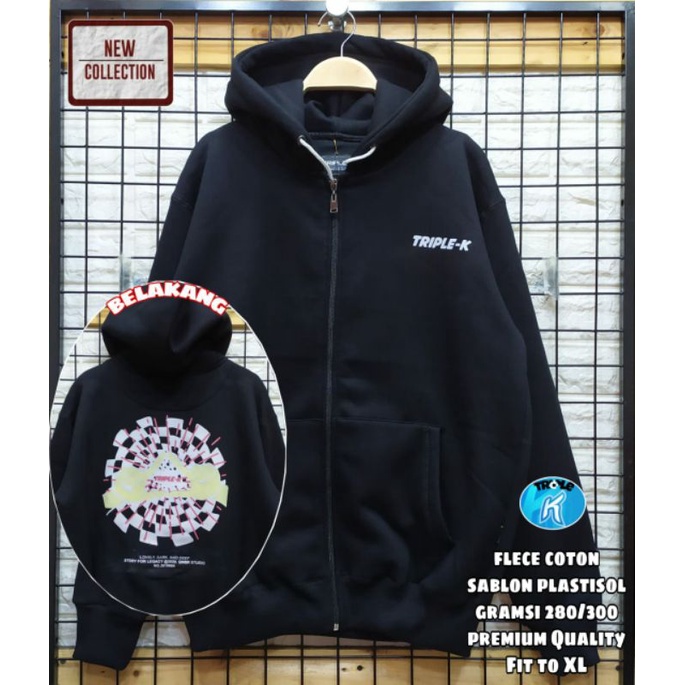 Sweater Hoodie Triple K Sablon Tulisan Jepang Terbaru!