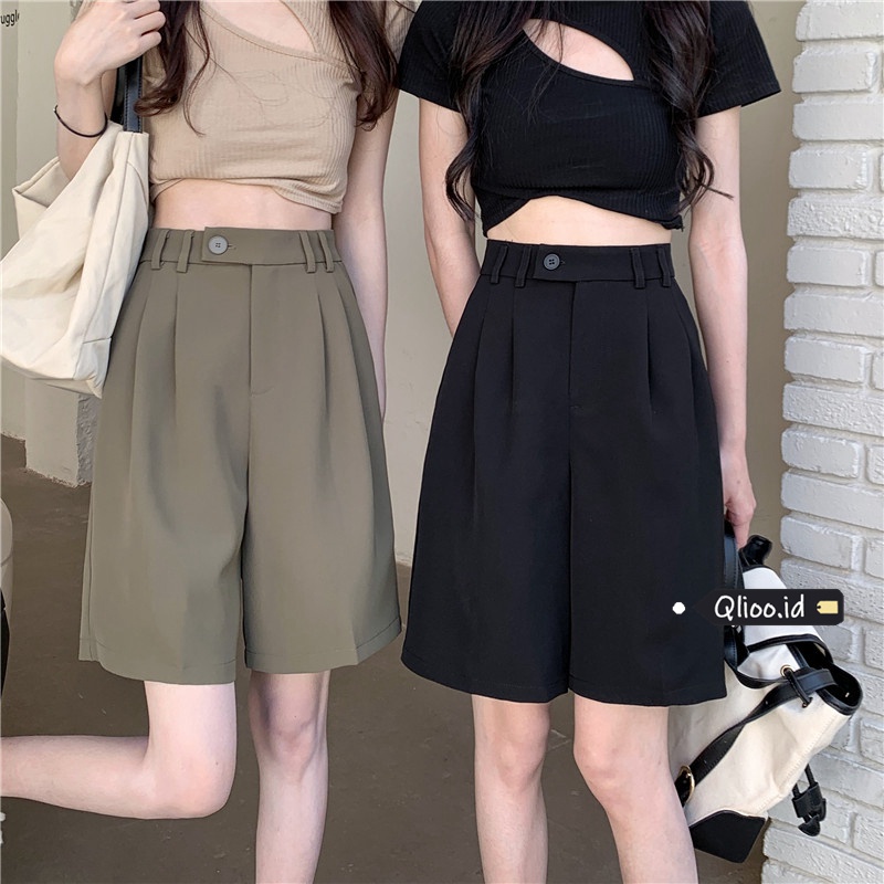 Celana Pendek Wanita Korean Style High Waist Shorts Santai Selutut