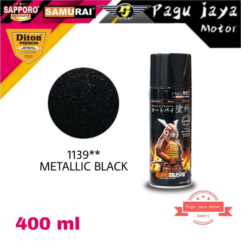 samurai paint 400cc sparkling metallic black hitam 1139 cat semprot spray paint pilox pilok pylox