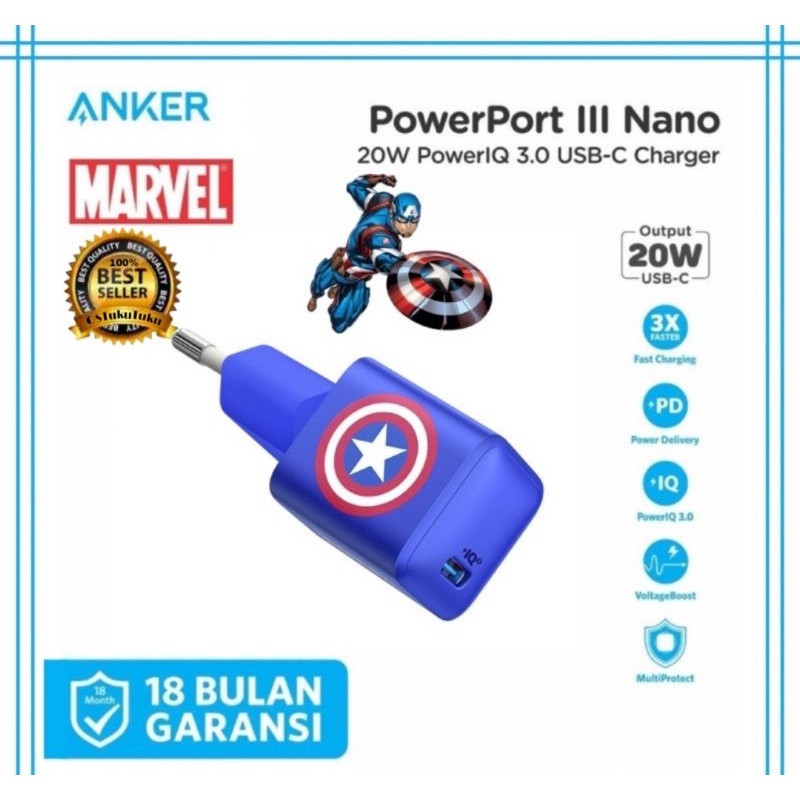 Jual Adaptor Charger Anker Special Edition X Marvel Powerport Iii Nano